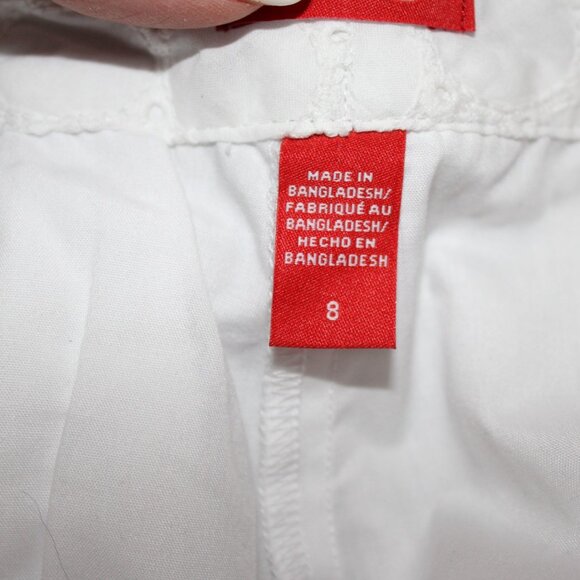 Izod White Embroidered Fabric Lined Zip Button Shorts, Size 8 NWT's - Picture 12 of 15
